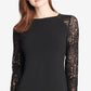 Vestido feminino Tommy Hilfiger com manga de renda e corte A, preto, tamanho 10