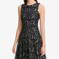 Vestido feminino Tommy Hilfiger com ajuste evasê e renda, tamanho 16, prateado
