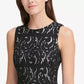 Vestido feminino Tommy Hilfiger com ajuste evasê e renda, tamanho 16, prateado