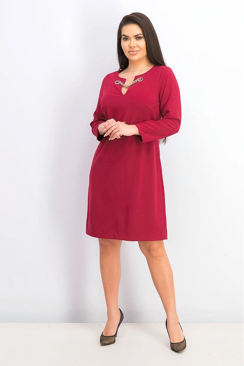 Vestido Tommy Hilfiger Scuba Crepe com Bolso e Grommet, Feminino, Vermelho, Tamanho 4