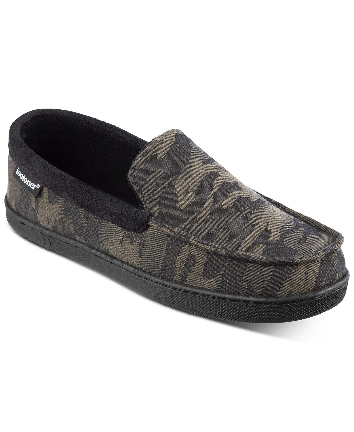 Mocassins masculinos Isotoner Signature de camurça sintética camuflada com espuma viscoelástica, tamanhos 9,5 a 10,5