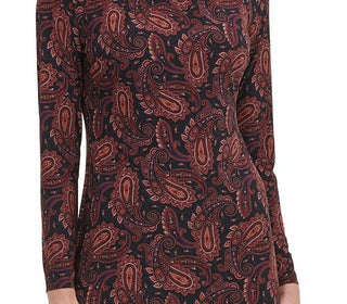 Vestido feminino Tommy Hilfiger Paisley com gola alta, azul, tamanho 14