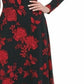 Vestido feminino Tommy Hilfiger com estampa floral, justo e evasê, preto, tamanho 18