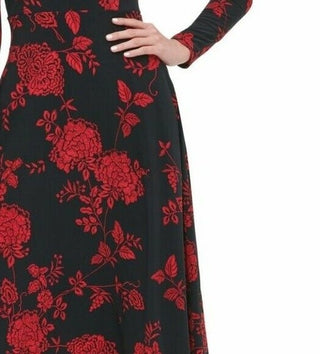 Vestido feminino Tommy Hilfiger com estampa floral, justo e evasê, preto, tamanho 18