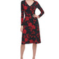 Vestido feminino Tommy Hilfiger com estampa floral, justo e evasê, preto, tamanho 2
