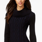 Vestido suéter feminino Tommy Hilfiger com decote redondo e cor lisa, preto, tamanho médio