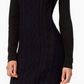 Vestido suéter feminino Tommy Hilfiger com decote redondo e cor lisa, preto, tamanho médio