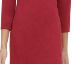 Vestido feminino Tommy Hilfiger com decote em V e alças finas, vermelho escuro, tamanho 16