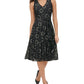 Vestido feminino Tommy Hilfiger com corte evasê e renda floral, cinza, tamanho 12