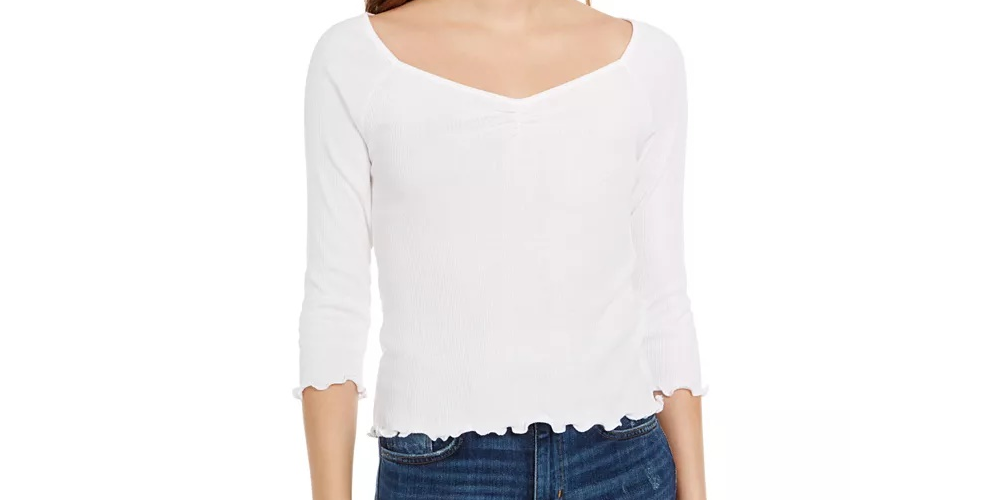 Top canelado Planet Gold Junior's Sweetheart, branco, tamanho grande