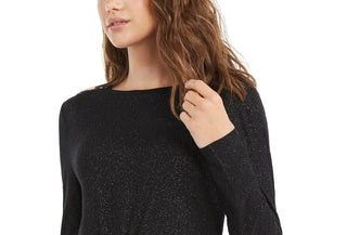 Planet Gold Juniors Twist-Front Sparkly Ribbed Top Preto Tamanho Grande