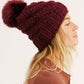 Gorro feminino Free People High Line Pom Beanie, vinho, tamanho único