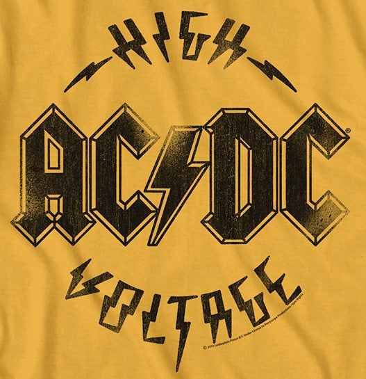Camiseta masculina American Classics Acdc High Voltage Graphic, amarela, tamanho XXG