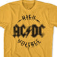 Camiseta gráfica Acdc High Voltage masculina, amarela, tamanho grande