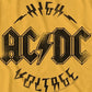 Camiseta gráfica Acdc High Voltage masculina, amarela, tamanho grande