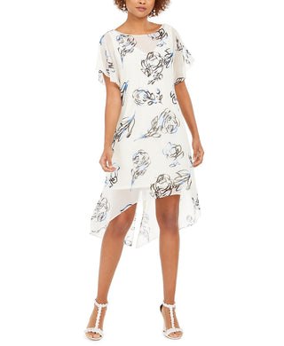 Adrianna Papell Women's Chiffon-Overlay Dress White Size Large