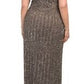Vestido de festa feminino Adrianna Papell com decote ombro a ombro e contas, marrom, tamanho 10