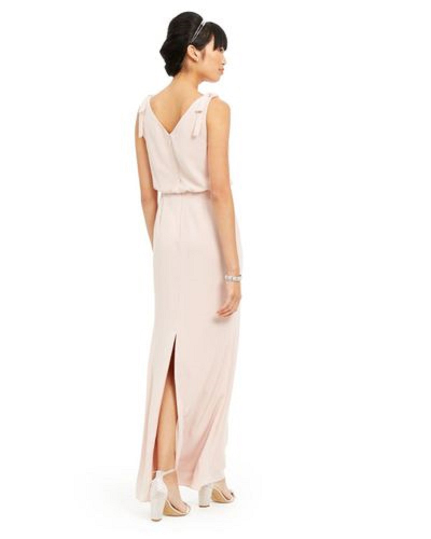 Vestido feminino Adrianna Papell Bluson com decote careca, rosa, tamanho 16