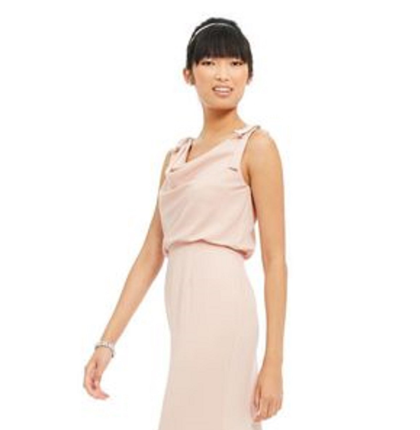 Vestido feminino Adrianna Papell Bluson com decote careca, rosa, tamanho 16