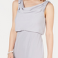 Vestido longo feminino Adrianna Papell, com decote careca, prateado, tamanho 6