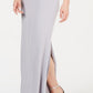 Vestido longo feminino Adrianna Papell, com decote careca, prateado, tamanho 6