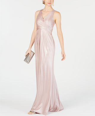 Adrianna Papell Women's Metallic Mermaid Gown Pink Size 6