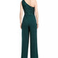 Macacão feminino Adrianna Papell de crepe com contas, verde, tamanho 4, pequeno
