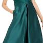 Vestido longo feminino Adrianna Papell de mikado, comprimento alto e baixo, verde escuro, tamanho 4
