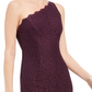 Vestido de renda de um ombro só feminino Adrianna Papell, roxo escuro, tamanho 2