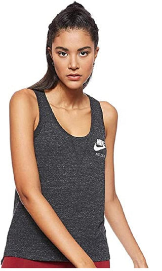 Regata Nike Sportswear Feminina de Algodão Racerback, Cor Carvão, Tamanho Extra Pequeno