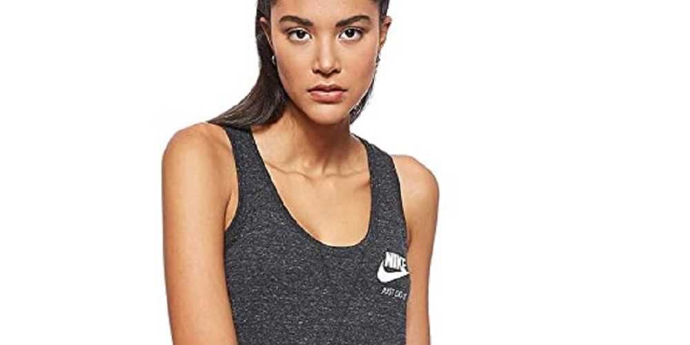 Regata Nike Sportswear Feminina de Algodão Racerback, Cor Carvão, Tamanho Extra Pequeno