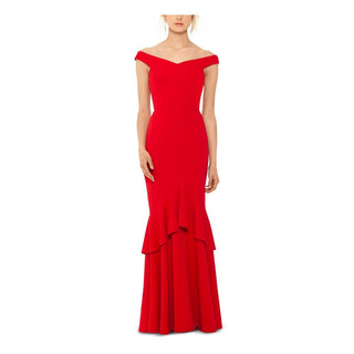 Vestido longo sereia Betsy &amp; Adam feminino, manga curta, tamanho 6, vermelho