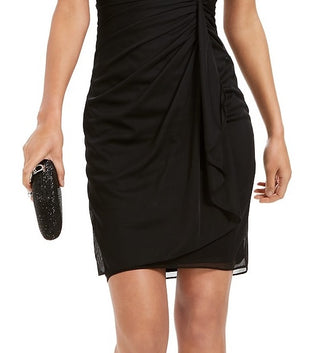 Vestido tubinho com decote profundo e costas abertas Betsy &amp; Adam para mulheres, preto, tamanho 12