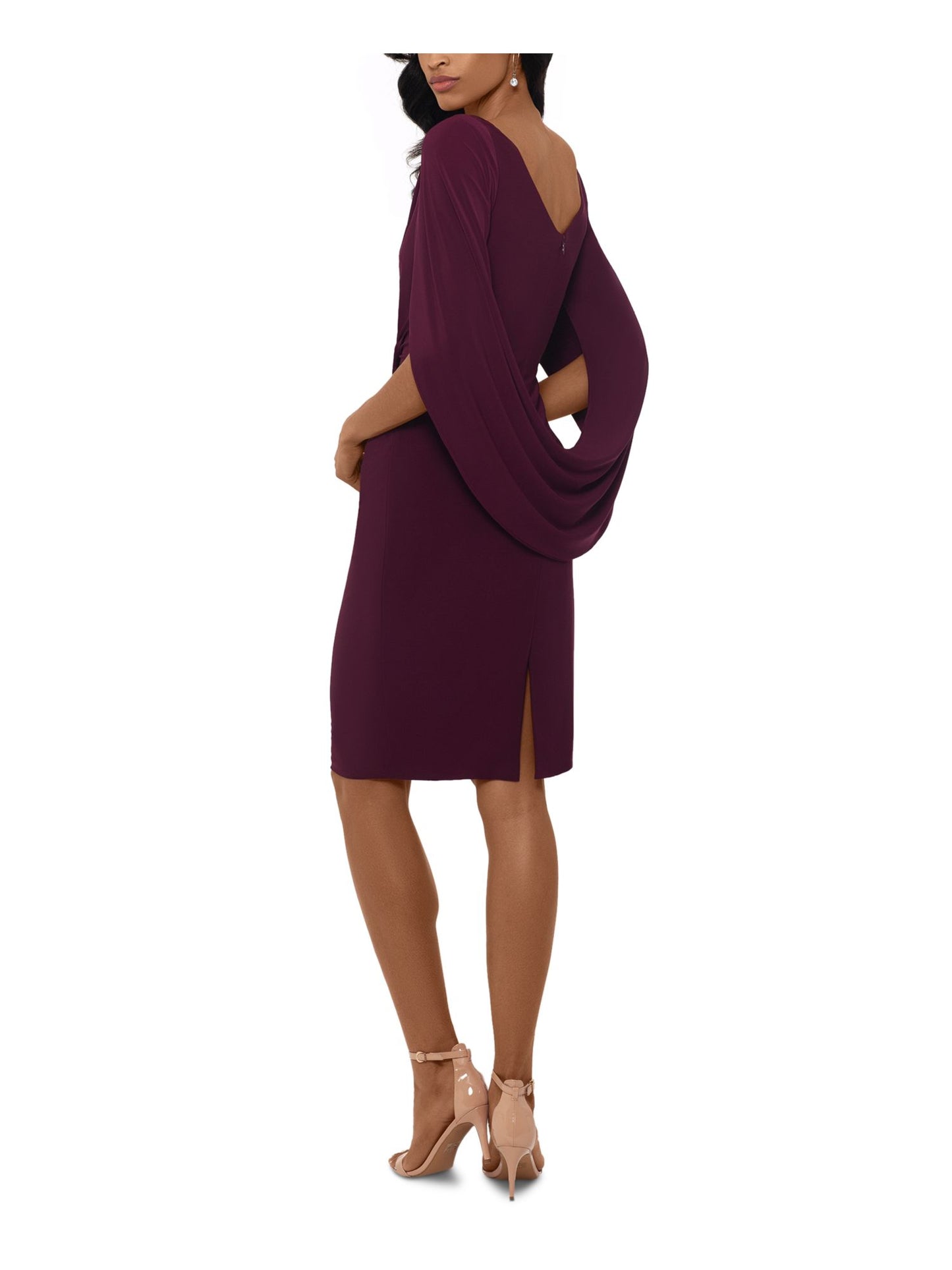 Vestido de veludo drapeado feminino Betsy &amp; Adam, tamanho 8, vinho
