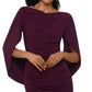 Vestido de veludo drapeado feminino Betsy &amp; Adam, tamanho 8, vinho