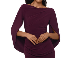 Vestido de veludo drapeado feminino Betsy &amp; Adam, tamanho 8, vinho