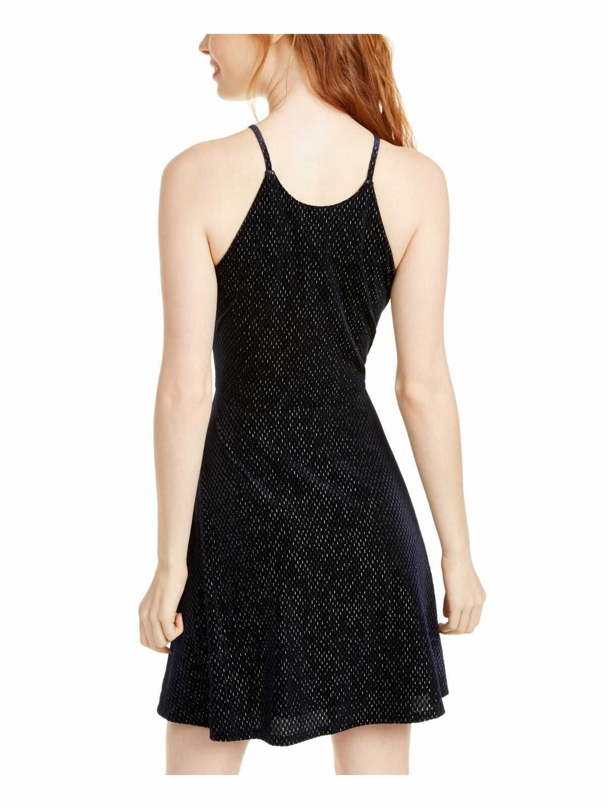 Vestido patinador com decote halter brilhante Rosie Harlow Juniors, azul, tamanho pequeno