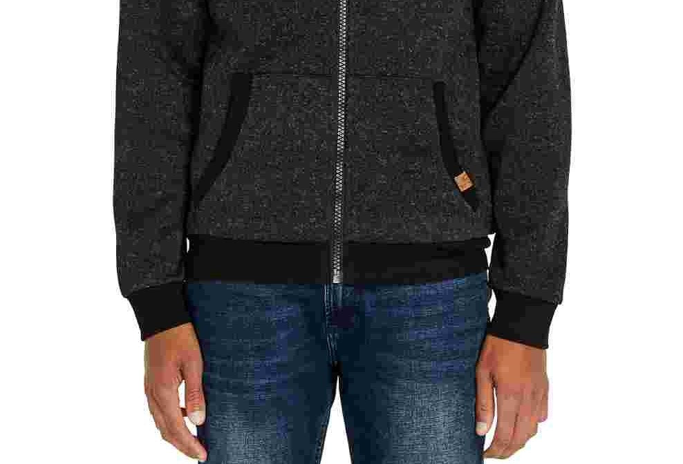 Buffalo David Bitton Masculino Fortino Faux Fur Logo Zip Front Hoodie Preto Tamanho Médio