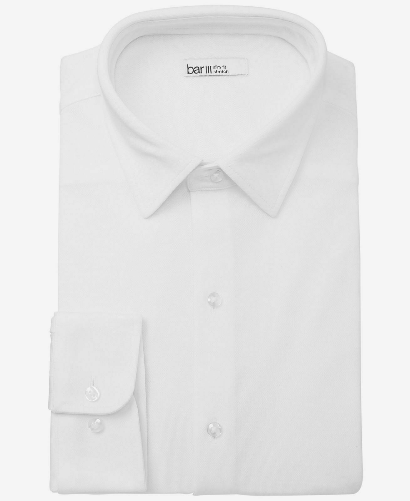 Camisa social masculina Bar III Slim Fit Stretch, branca, tamanho 14-32-33