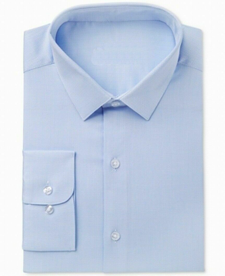 Camisa social texturizada Bar III Max Slim Fit masculina, azul claro, tamanho 14x32-33