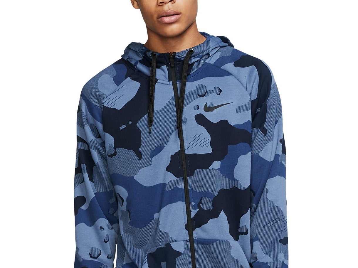 Moletom com capuz Nike Dri-Fit Camo Zip Masculino Azul Tamanho Grande
