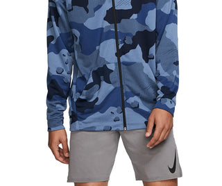 Moletom com capuz Nike Dri-Fit Camo Zip Masculino Azul Tamanho Grande