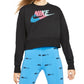 Moletom curto Nike Sportswear feminino com estampa de logotipo, preto, tamanho médio