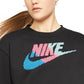 Moletom curto Nike Sportswear feminino com estampa de logotipo, preto, tamanho médio
