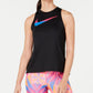 Camiseta regata de corrida Nike Dri-Fit com logo estampado e costas nadador, cor carvão, tamanho pequeno