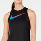 Camiseta regata de corrida Nike Dri-Fit com logo estampado e costas nadador, cor carvão, tamanho pequeno