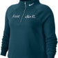Camiseta Nike Sportswear Feminina com Estampa Metálica e Meio Zíper, Azul, Tamanho Médio