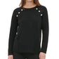 Suéter Calvin Klein Feminino Gola Redonda com Detalhe de Botão Preto Tamanho Extra Grande