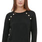 Suéter Calvin Klein Feminino Gola Redonda com Detalhe de Botão Preto Tamanho Extra Grande