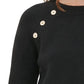 Suéter Calvin Klein Feminino Gola Redonda com Detalhe de Botão Preto Tamanho Extra Grande